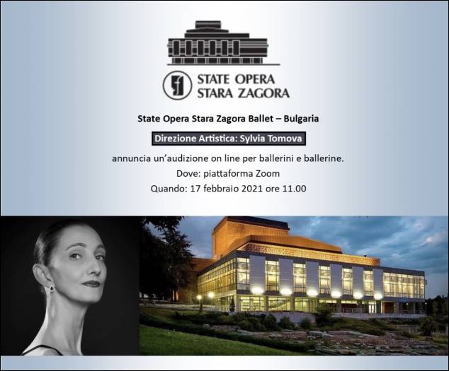 State Opera Stara Zagora Ballet – Bulgaria Audizione collegamento Zoom