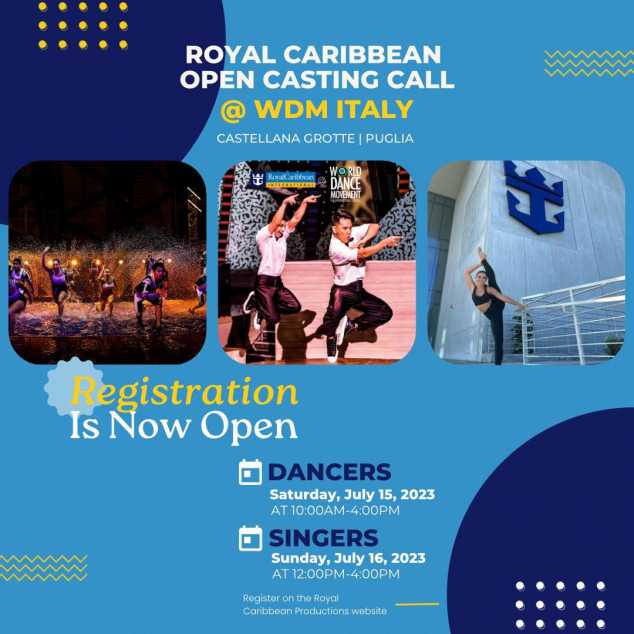 Casting Royal Caribbean per Danzatori e Cantanti al WDM Italia 2023