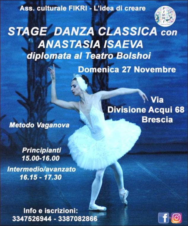 Stage di danza classica con Anastasia Isaeva, Diplomata al Teatro Bolshoi