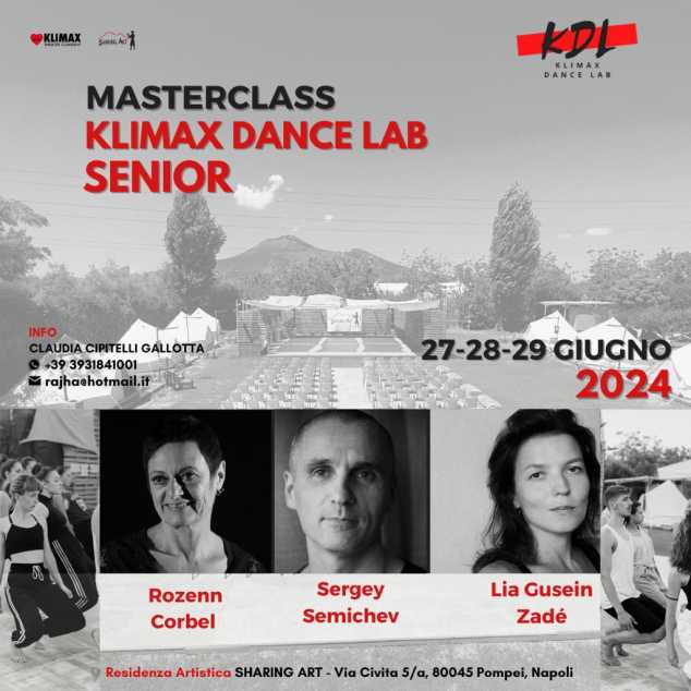 Masterclass Klimax Dance Lab Senior 27/28/29 Giugno a Pompei
